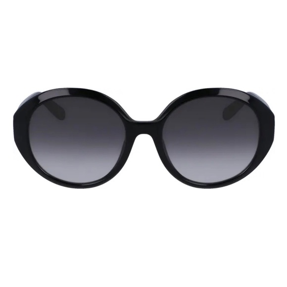 NWT SALVATORE FERRAGAMO 57mm OVAL BLACK SUNGLASSES - Picture 7 of 14